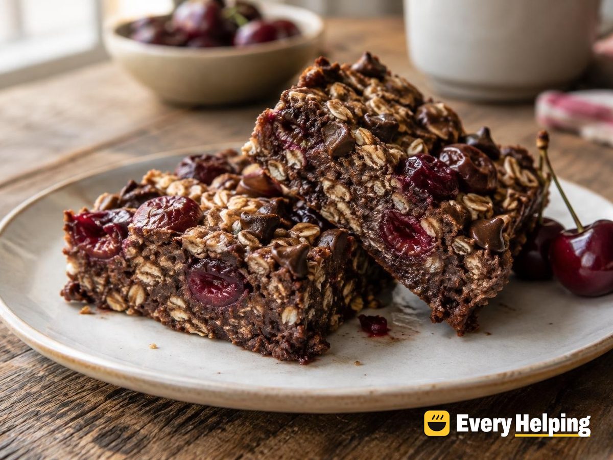 Double Chocolate Cherry Baked Oat Bars