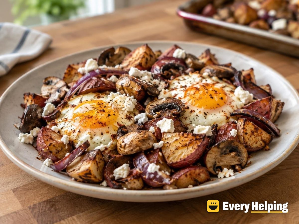 Sheet-Pan Smoky Potato Hash with Baked Eggs