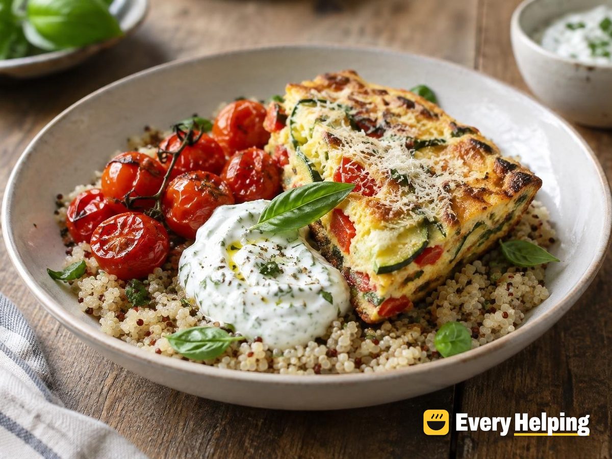 Frittata-Topped Quinoa Bowls with Herbed Yogurt