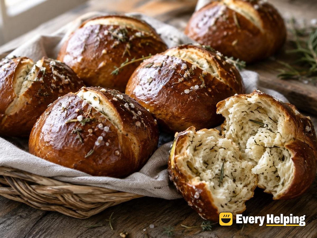 Rosemary Thyme Olive Oil Pretzel Rolls