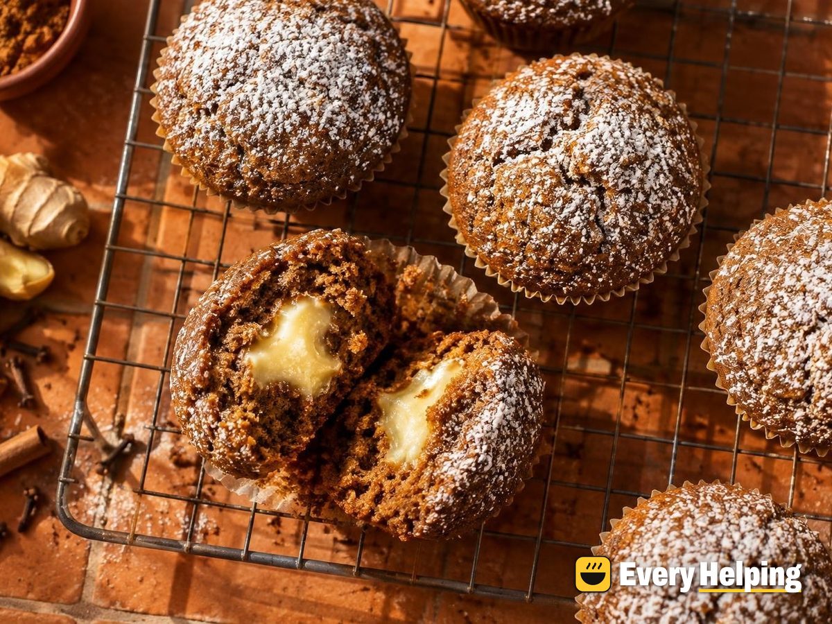 Gingerbread Cupcakes with Vanilla Custard Centers