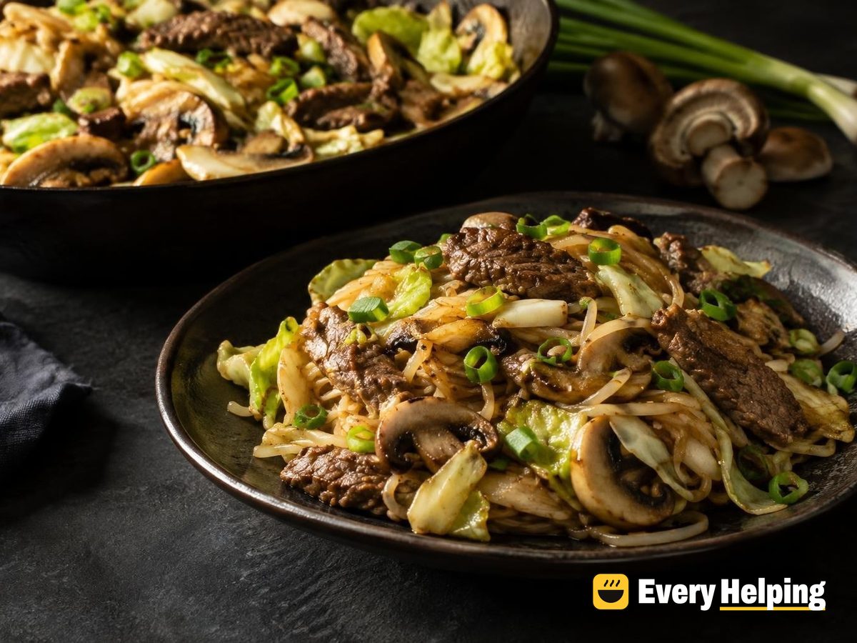 Ginger Garlic Beef Noodles with Cabbage