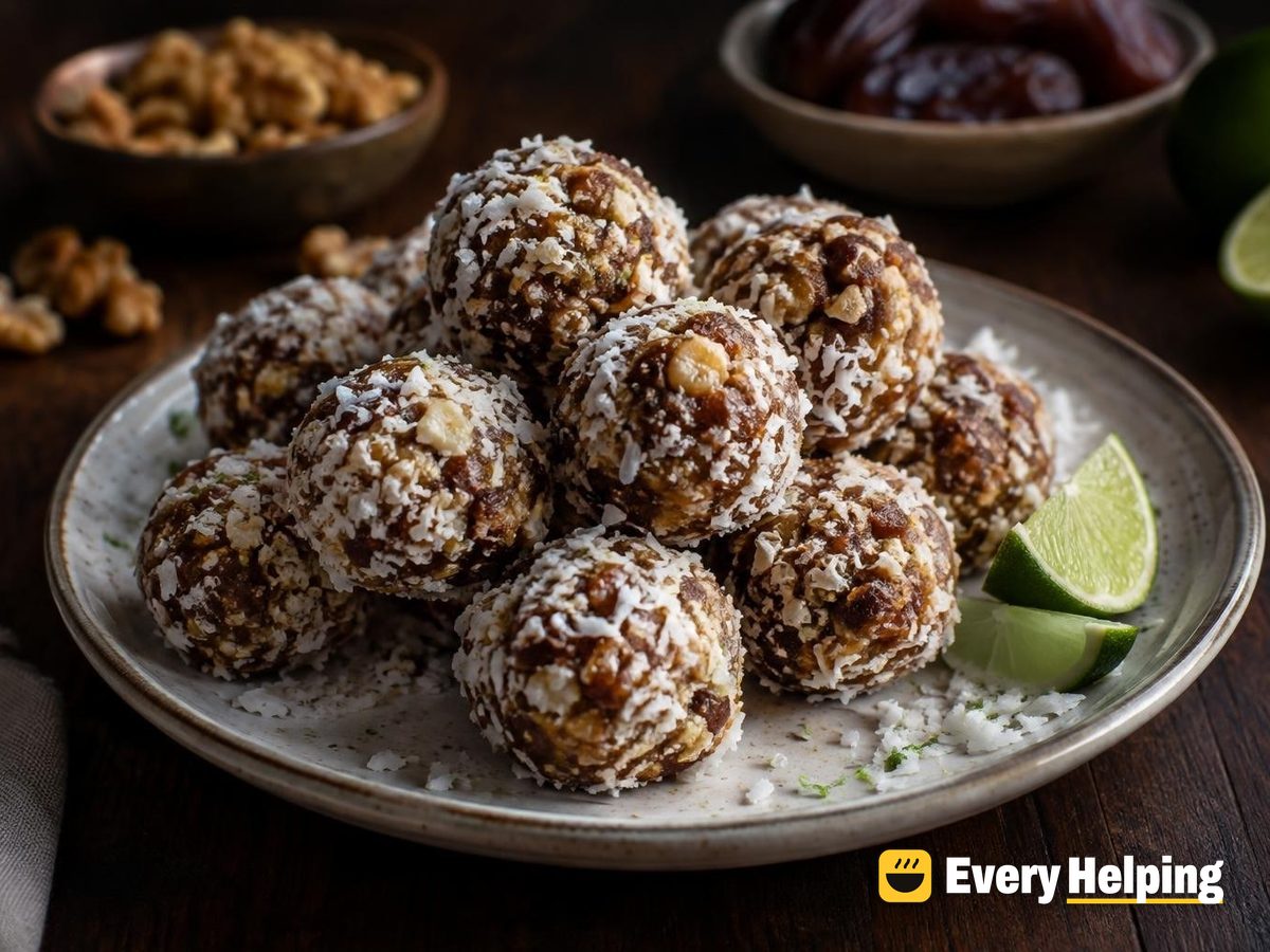 Coconut Walnut Date Bites with Lime