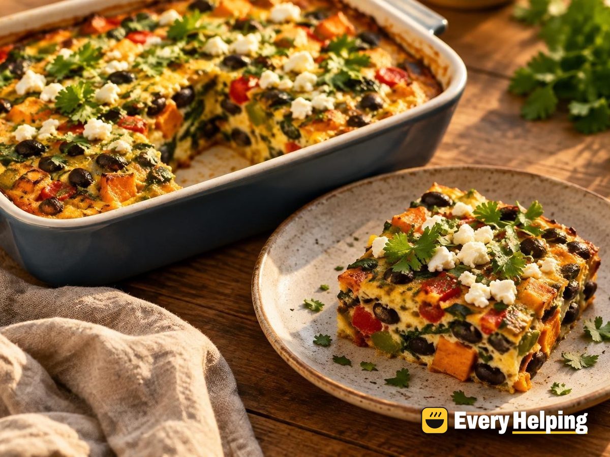 Southwest Sweet Potato Black Bean Breakfast Bake