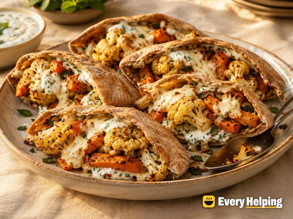 Spiced Cauliflower and Carrot Pita Melts