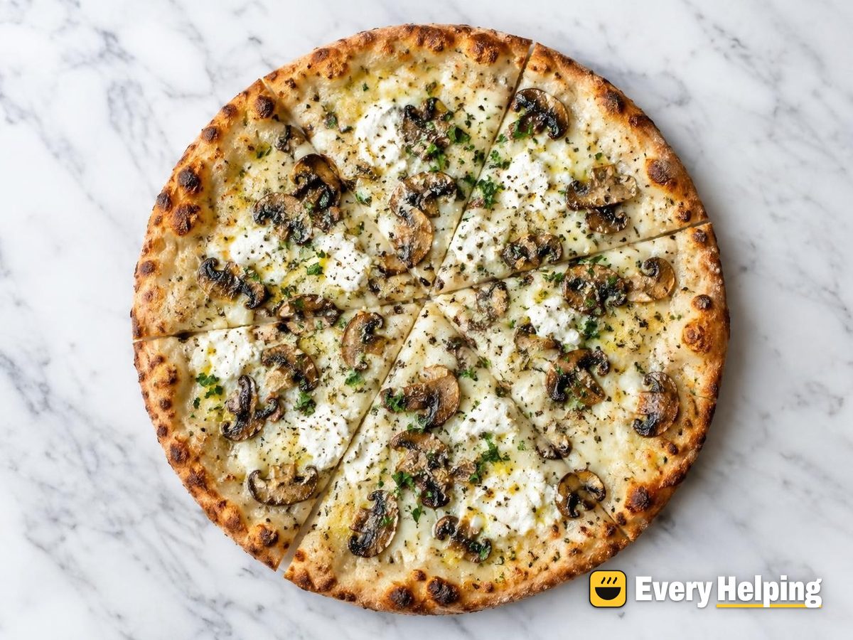 NY White Pizzas with Garlic Oil and Mushrooms