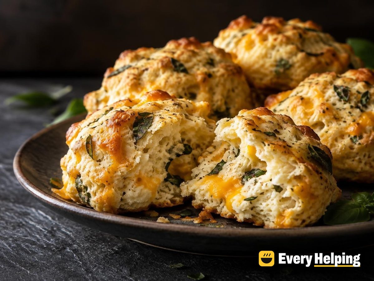 Basil Cheddar Cream Drop Biscuits