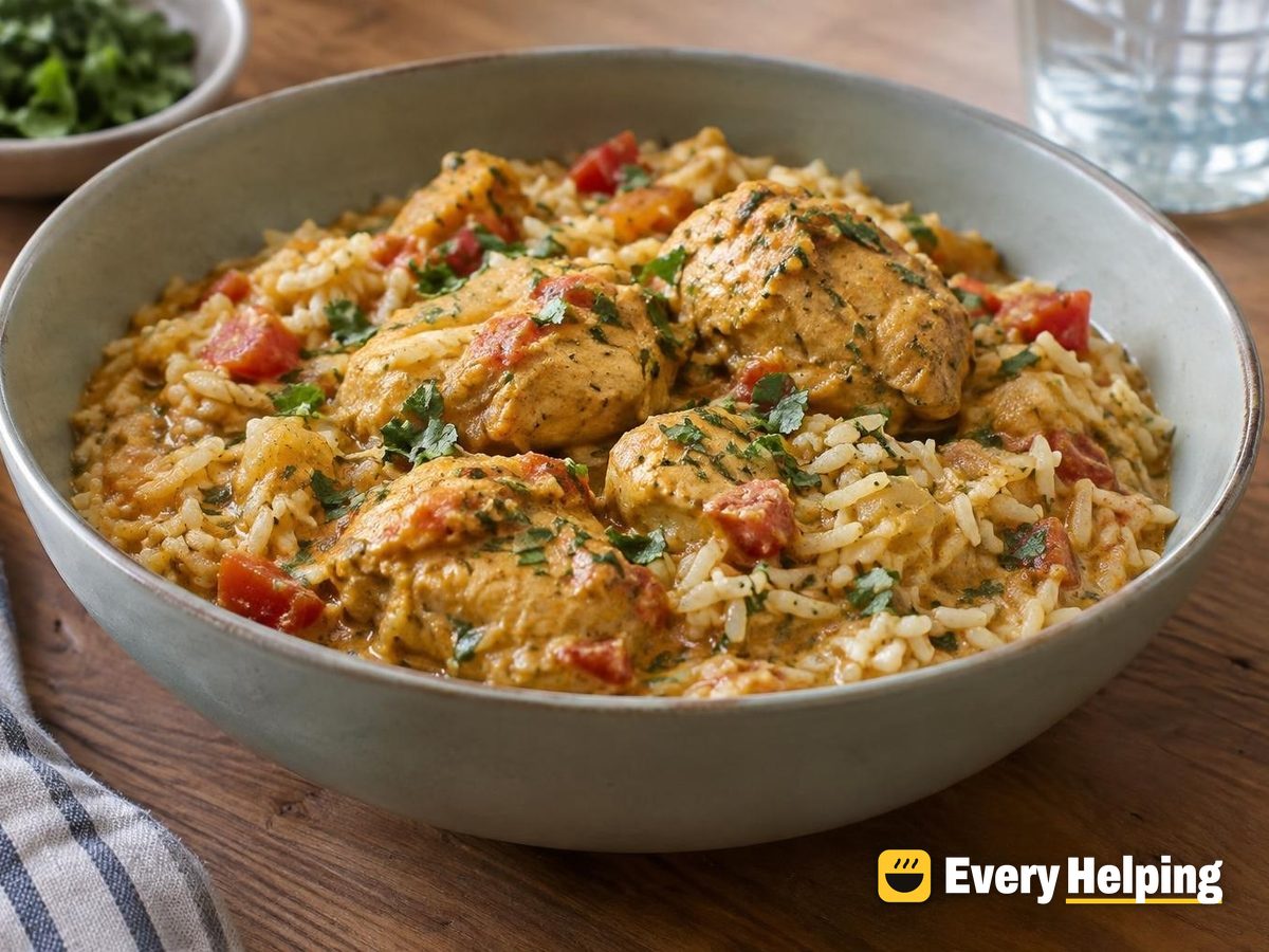 One-Pot Chicken Curry with Yogurt and Rice