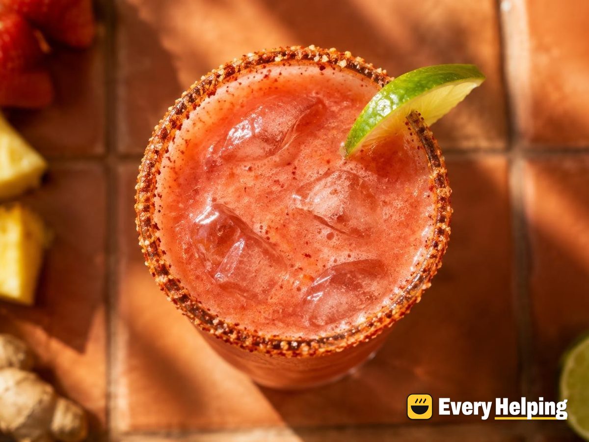 Spiced Strawberry-Pineapple Agua Fresca with Chile-Lime Rim