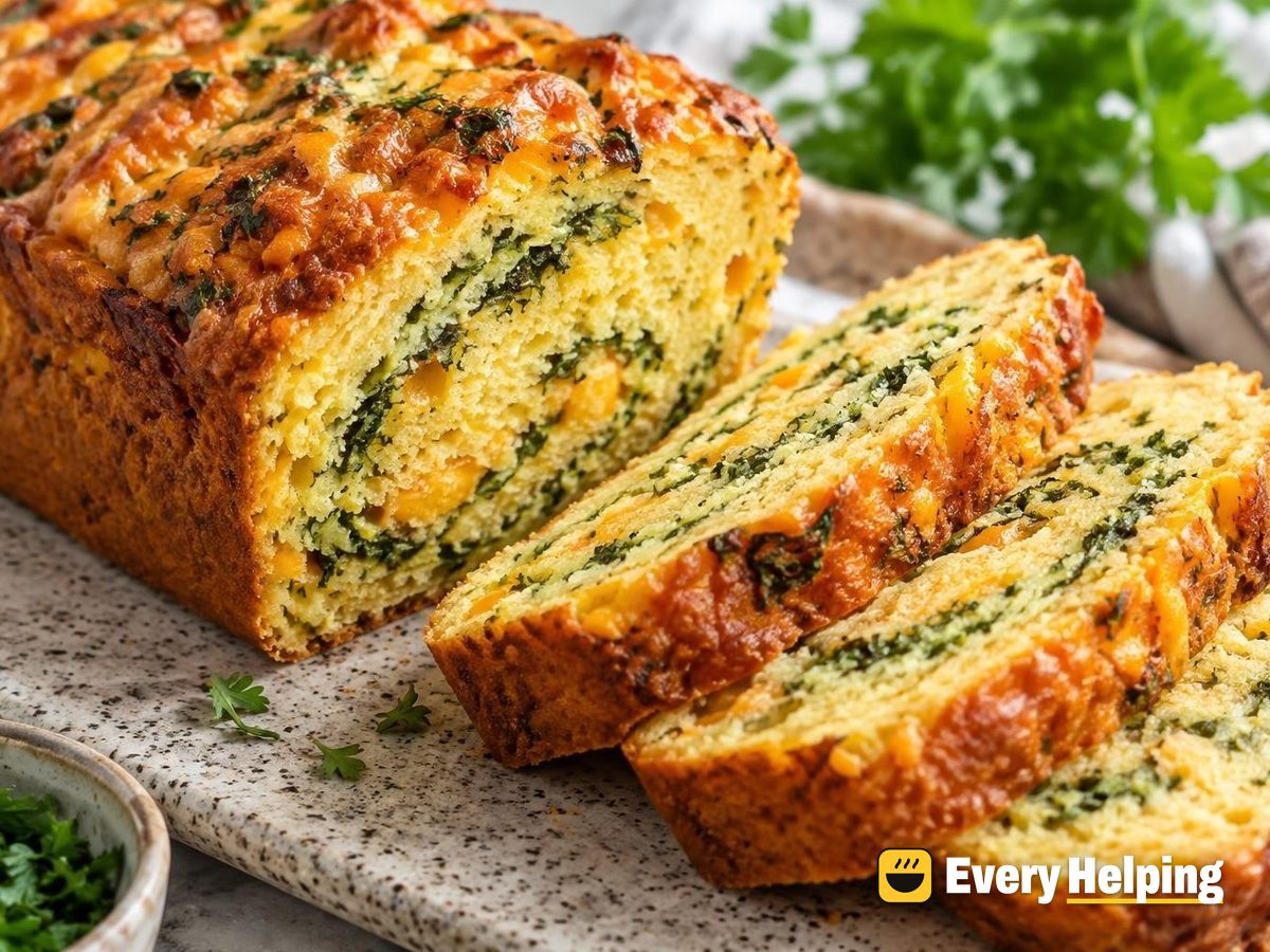 Cheddar Cornmeal Loaf with Parsley-Garlic Swirl