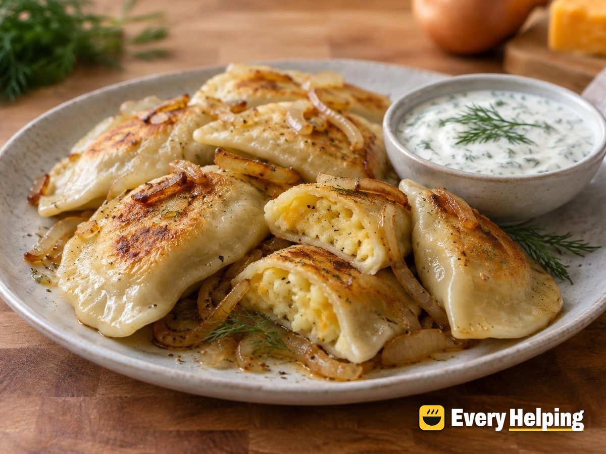 Potato-Cheddar Pierogi with Dill Yogurt