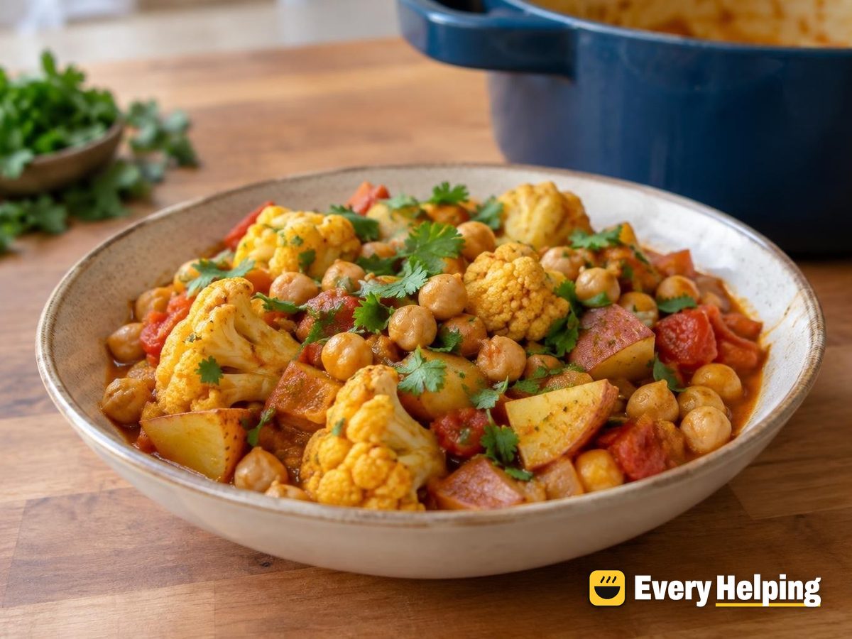 Cauliflower, Chickpea and Potato Tomato Curry