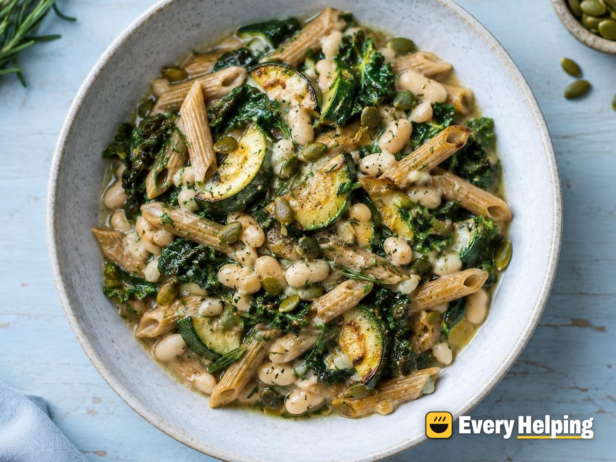 One-Pot Rosemary White Bean Zucchini Pasta Bowls