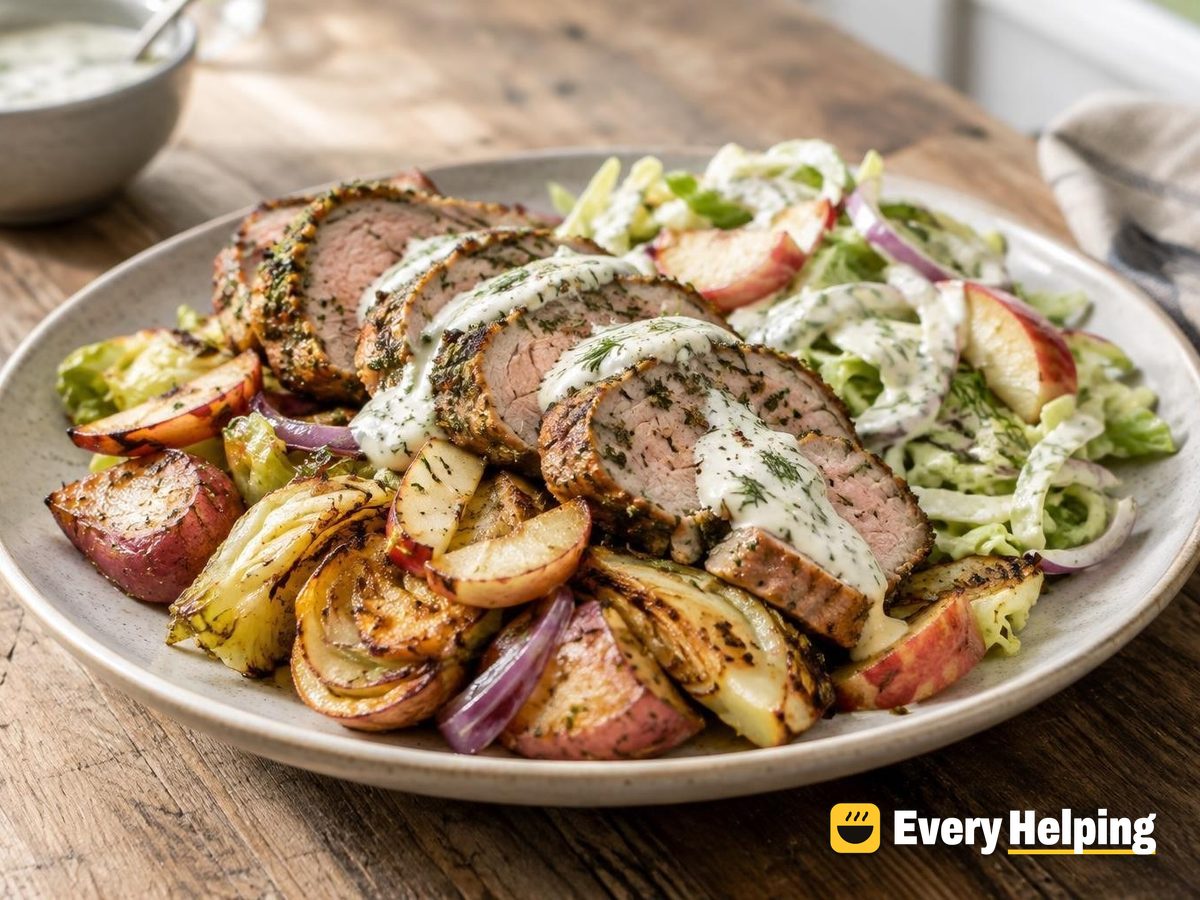 Sheet-Pan Pork Tenderloin and Cabbage Salad