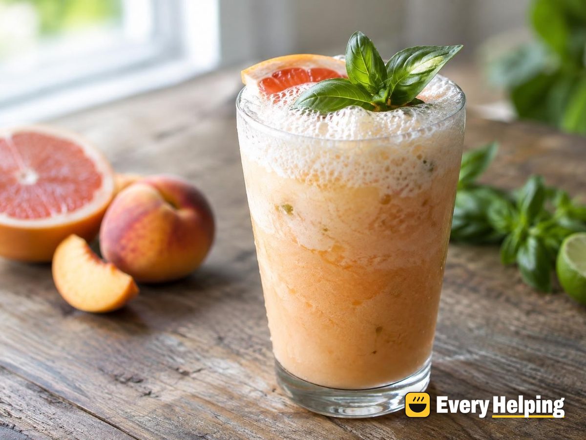 Peach Grapefruit Coconut Basil Cooler