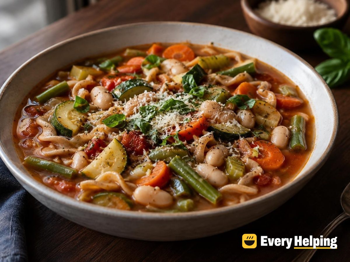 Garden Vegetable Noodle Soup with White Beans