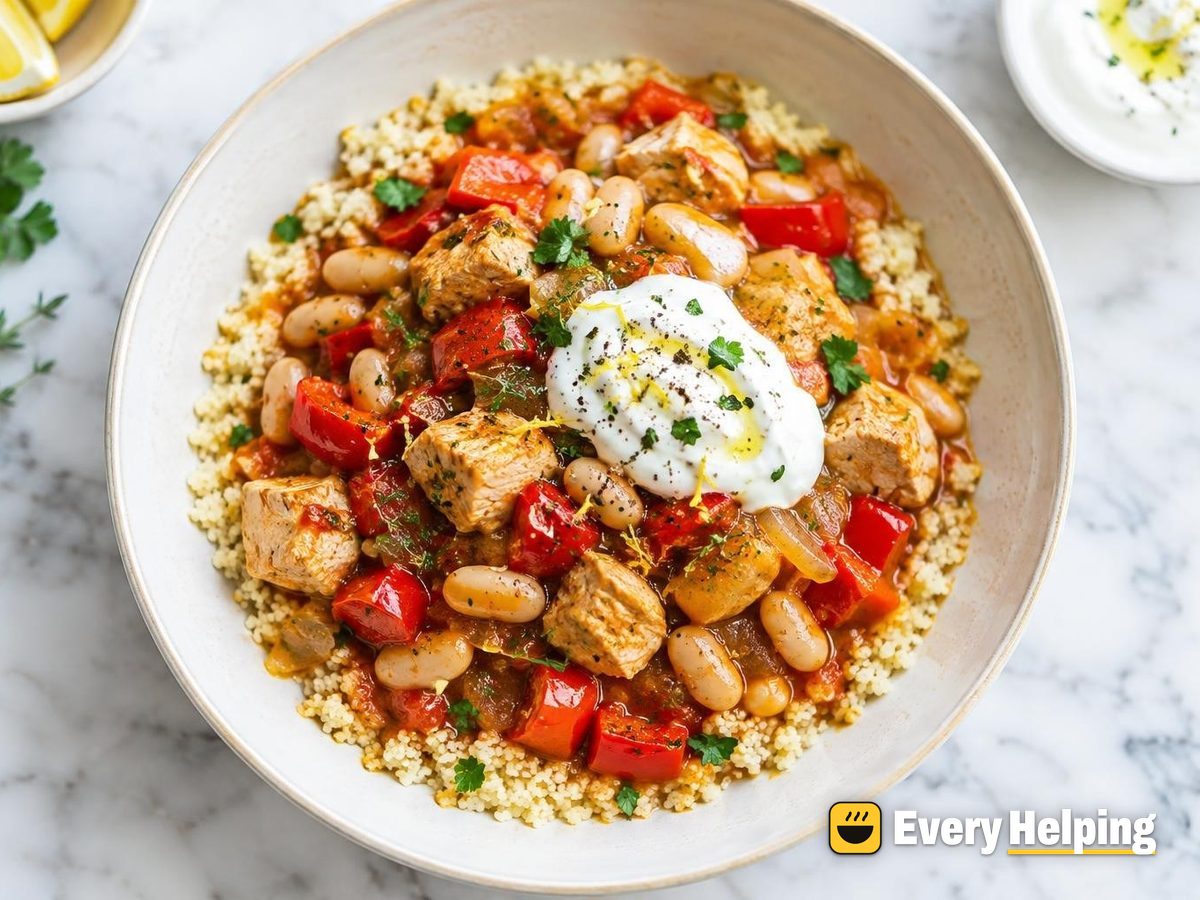 Roasted Red Pepper Turkey Stew with Couscous