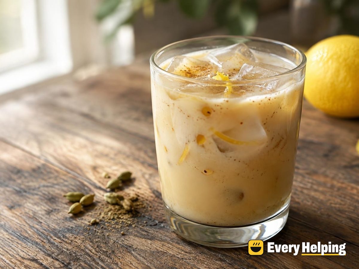 Iced Lemon-Cardamom Herbal Soy Latte