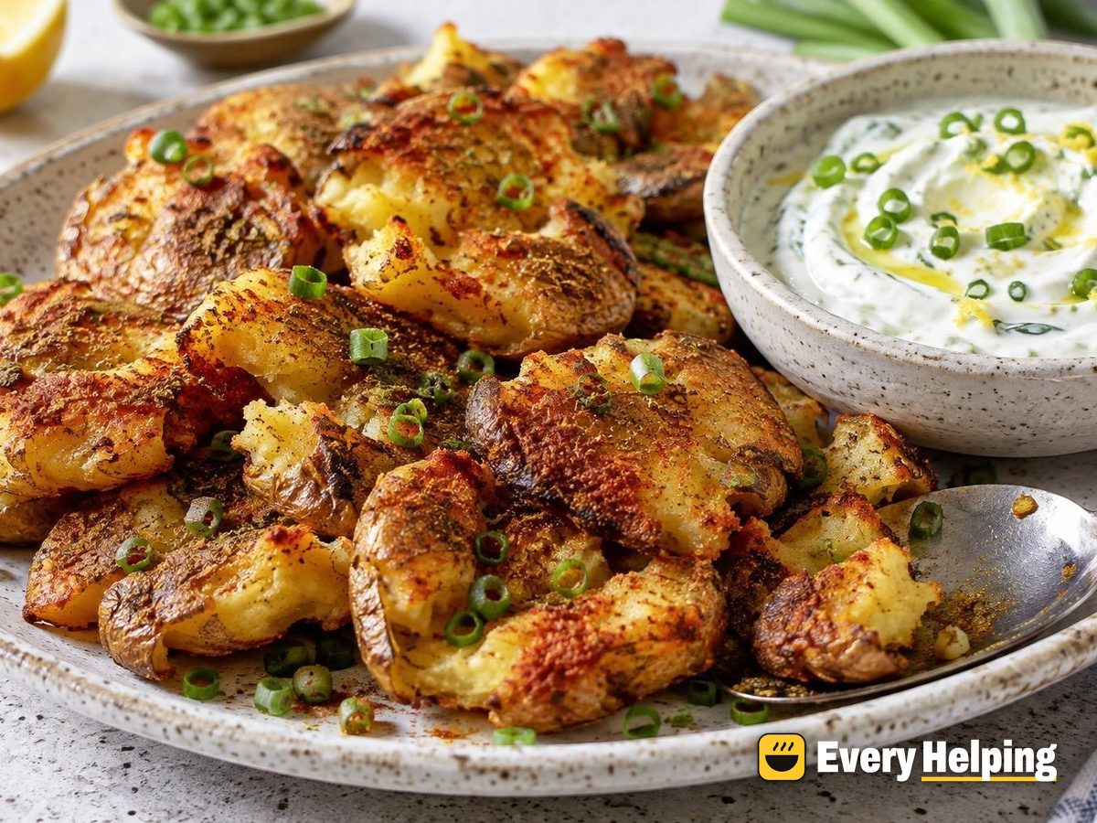 Smoky Smashed Russet Potatoes with Garlic Aioli