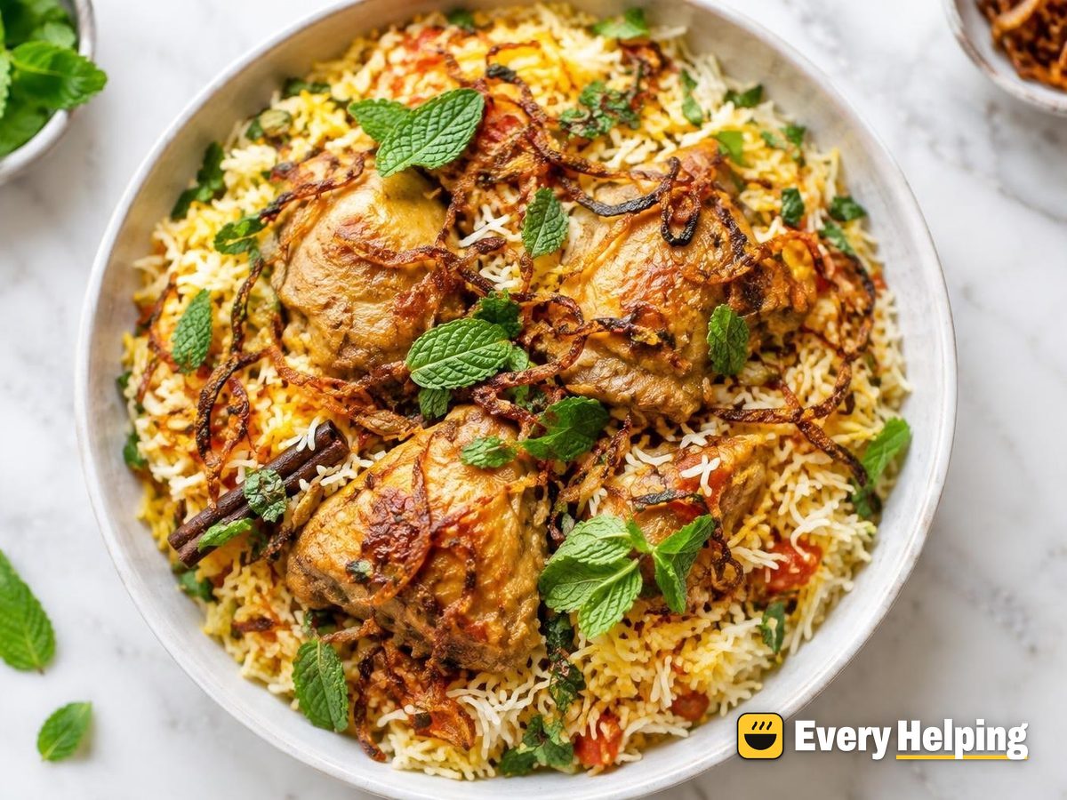 Dutch Oven Chicken Thigh Biryani with Mint