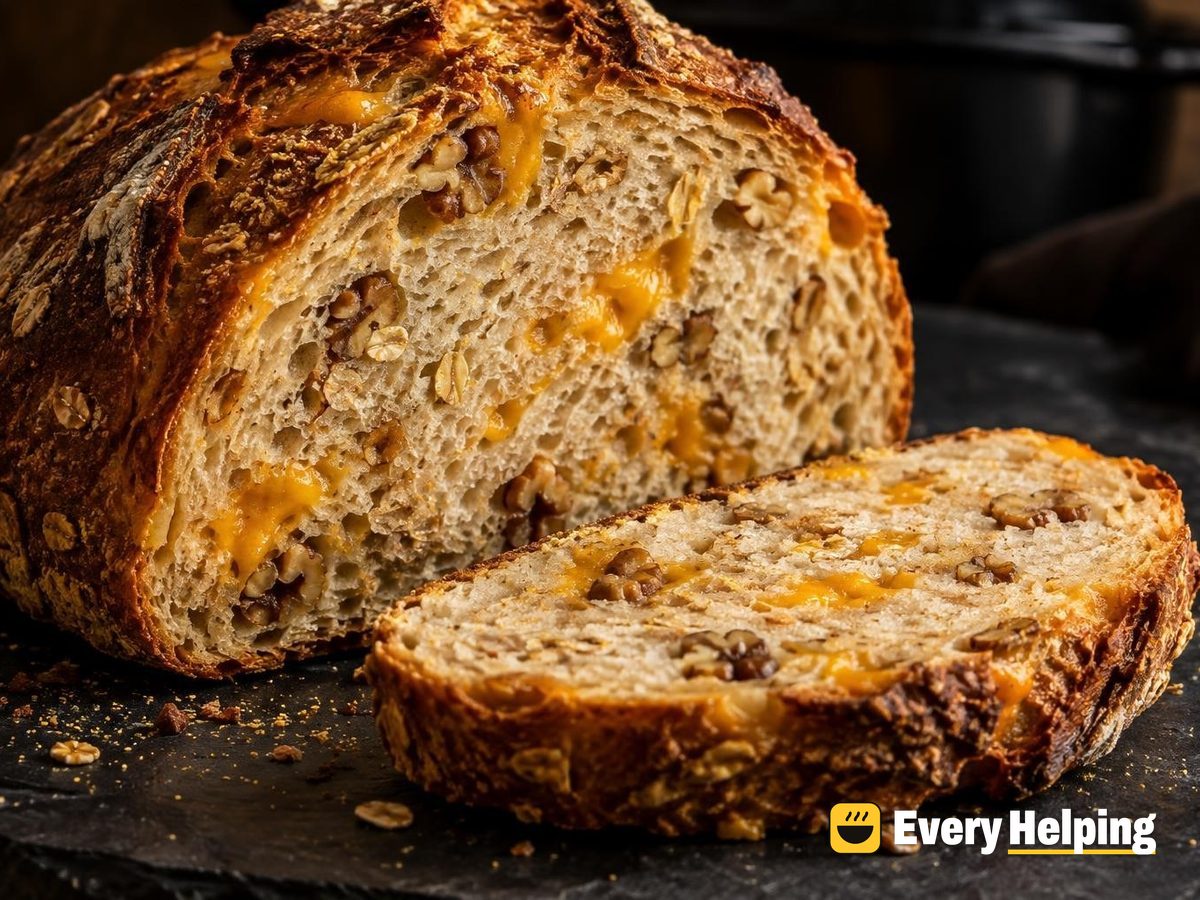 Cheddar Walnut Oat Sourdough Boule