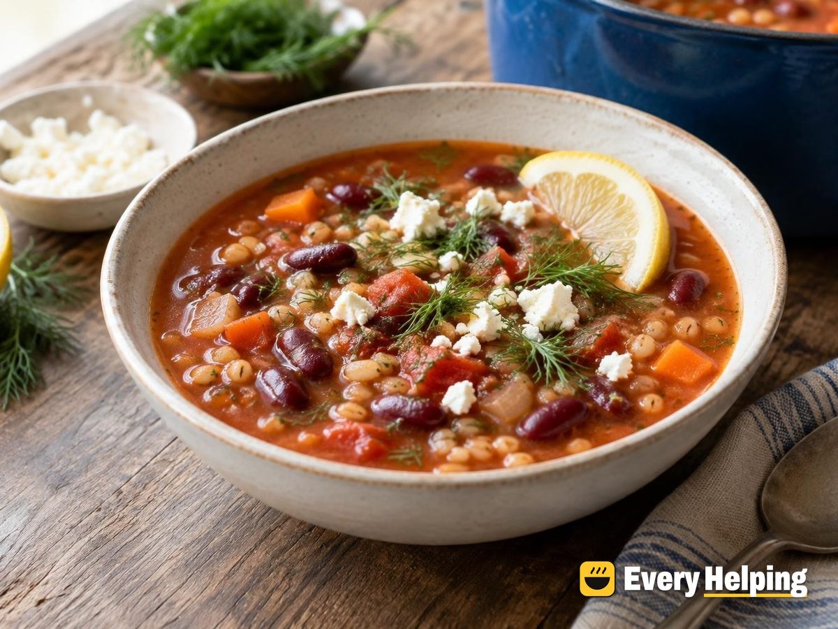 Lemony Kidney Bean Soup with Barley and Dill