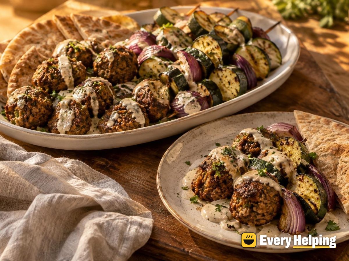 Baked Lentil Kofta and Zucchini Skewers