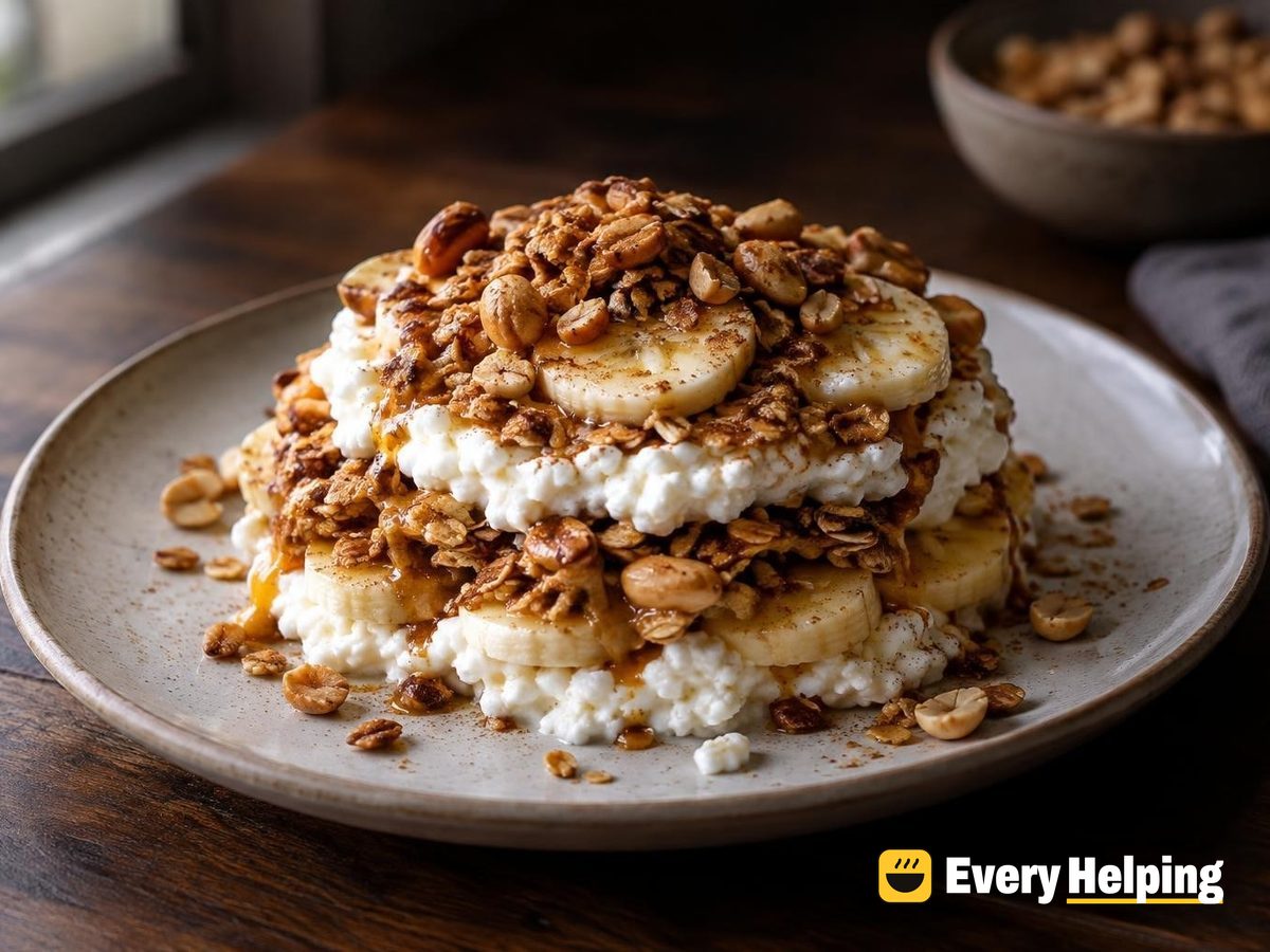 Banana Cottage Cheese Parfait with Peanut Oat Crunch