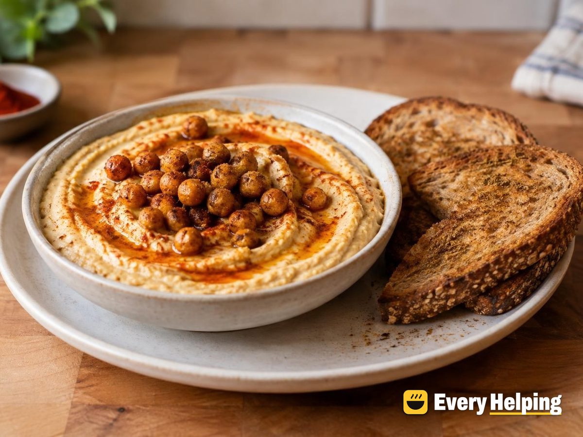 Smoky Paprika Chickpea Hummus with Cumin Toast