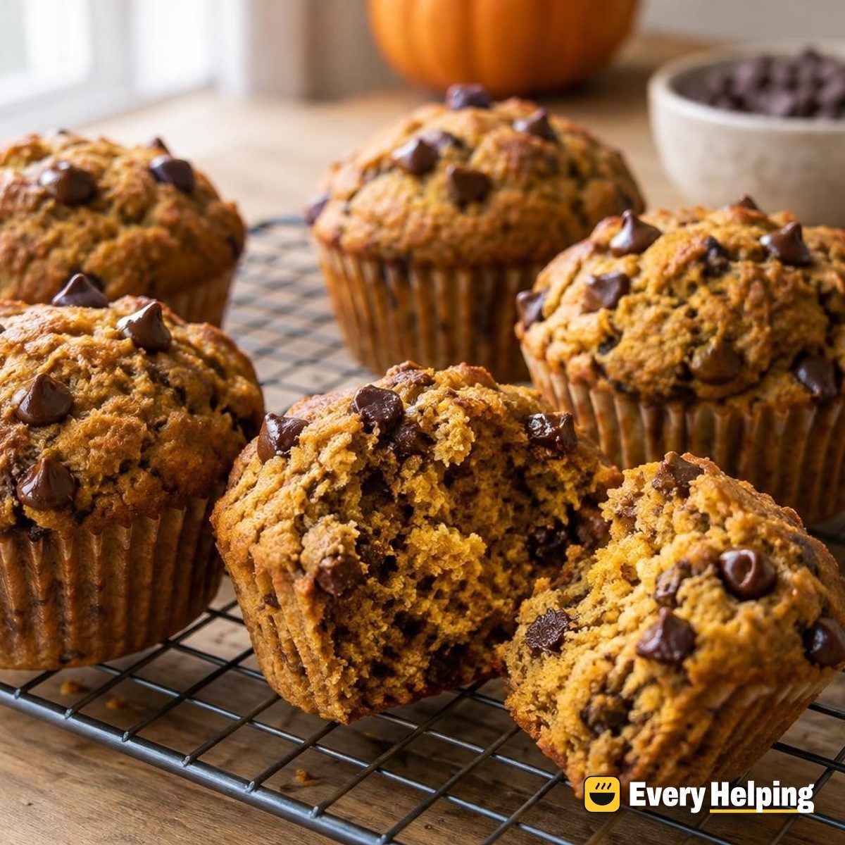 Pumpkin Chocolate Chip Whole Wheat Muffins