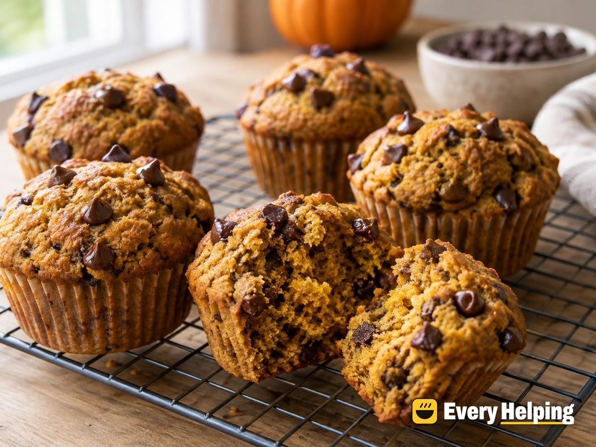 Pumpkin Chocolate Chip Whole Wheat Muffins