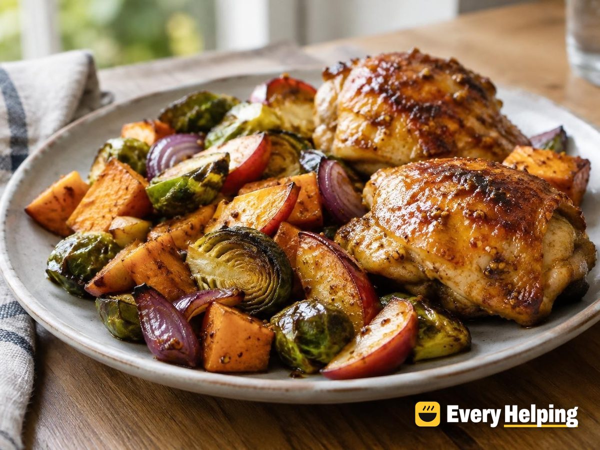 Maple-Mustard Chicken Thighs with Sprouts
