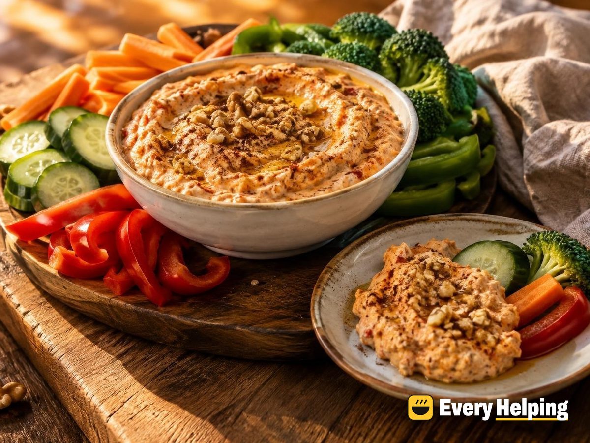 Smoky Roasted Pepper Walnut Yogurt Dip