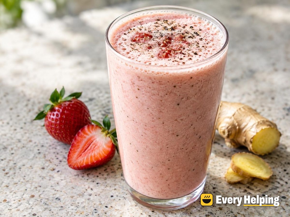 Salted Strawberry Ginger Lassi with Black Pepper