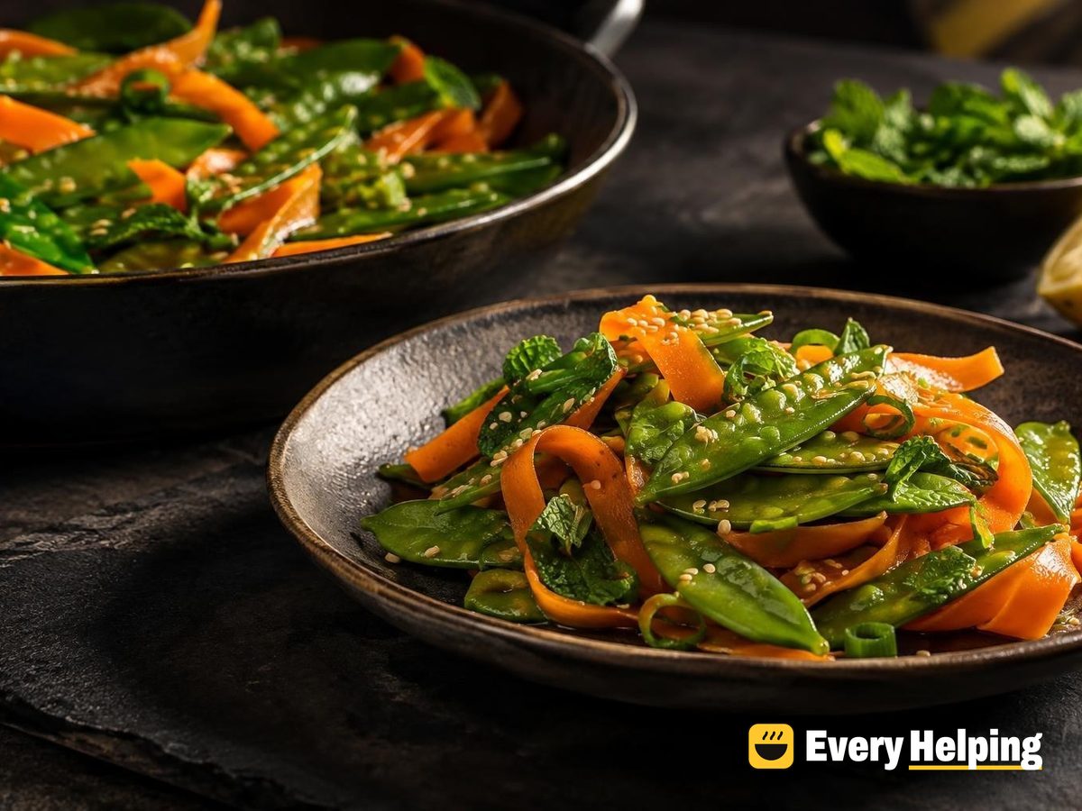 Lemony Sautéed Snow Peas and Carrots with Mint
