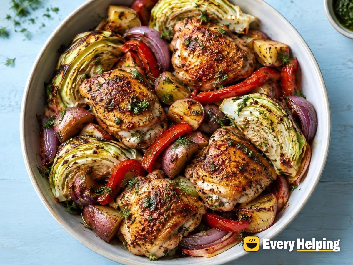 Sheet-Pan Chicken Thigh and Charred Cabbage Salad