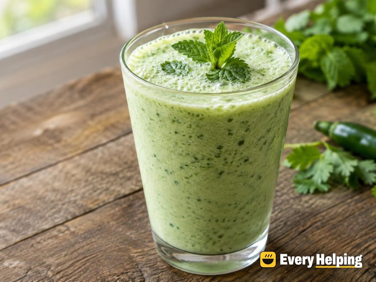 Sparkling Mint Cilantro Lassi with Green Chile
