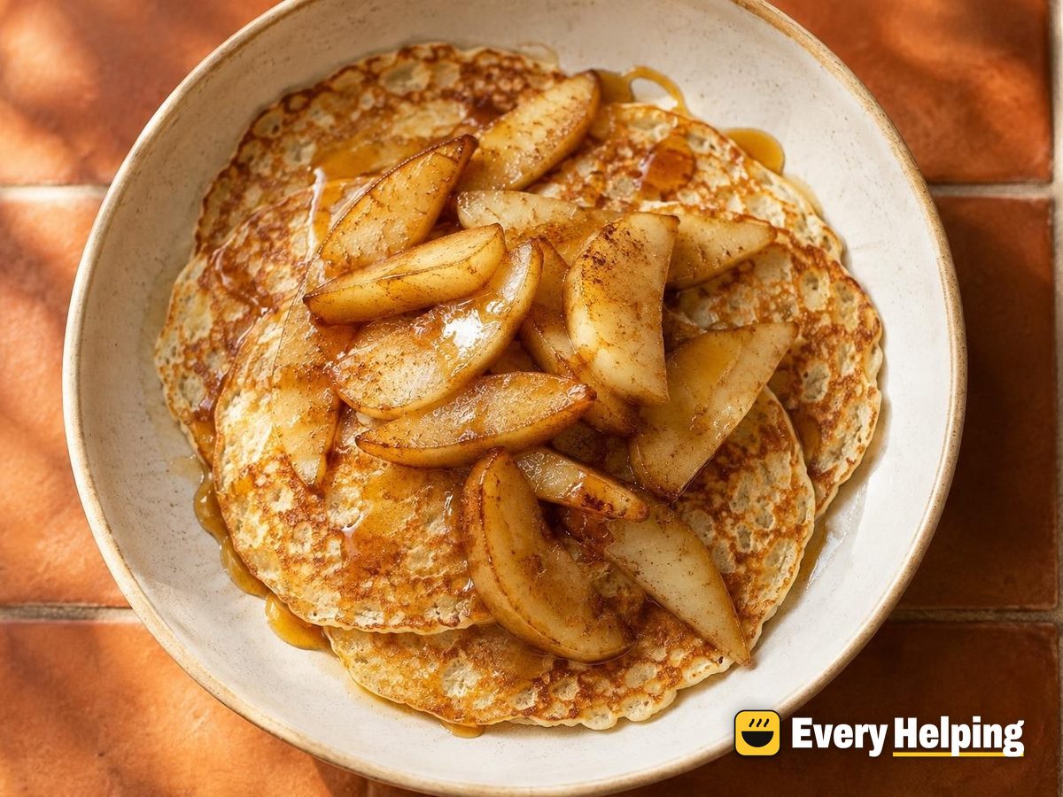 Thin Cottage Cheese Pancakes with Spiced Pears