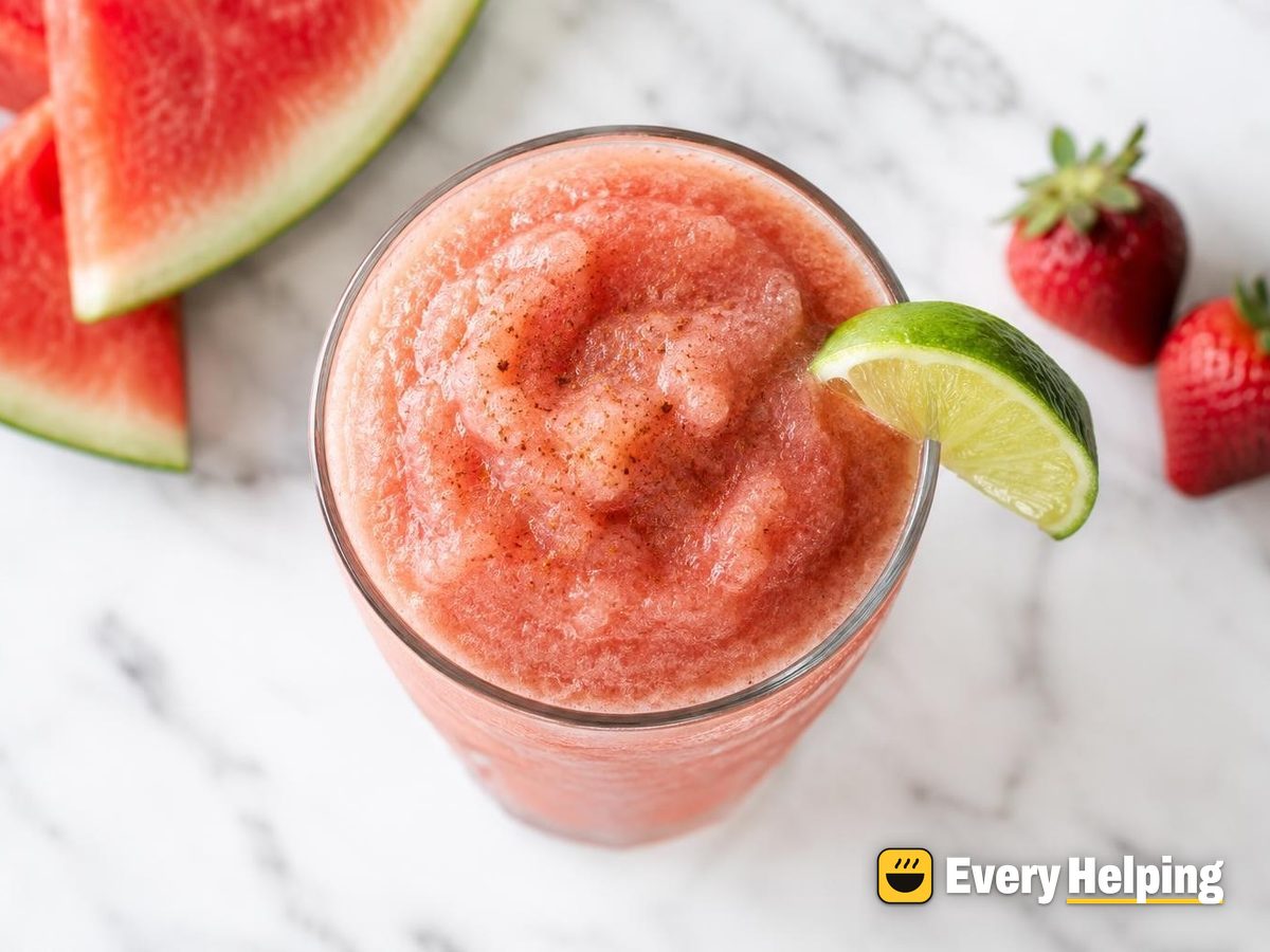 Frosty Strawberry-Banana Watermelon Agua Fresca