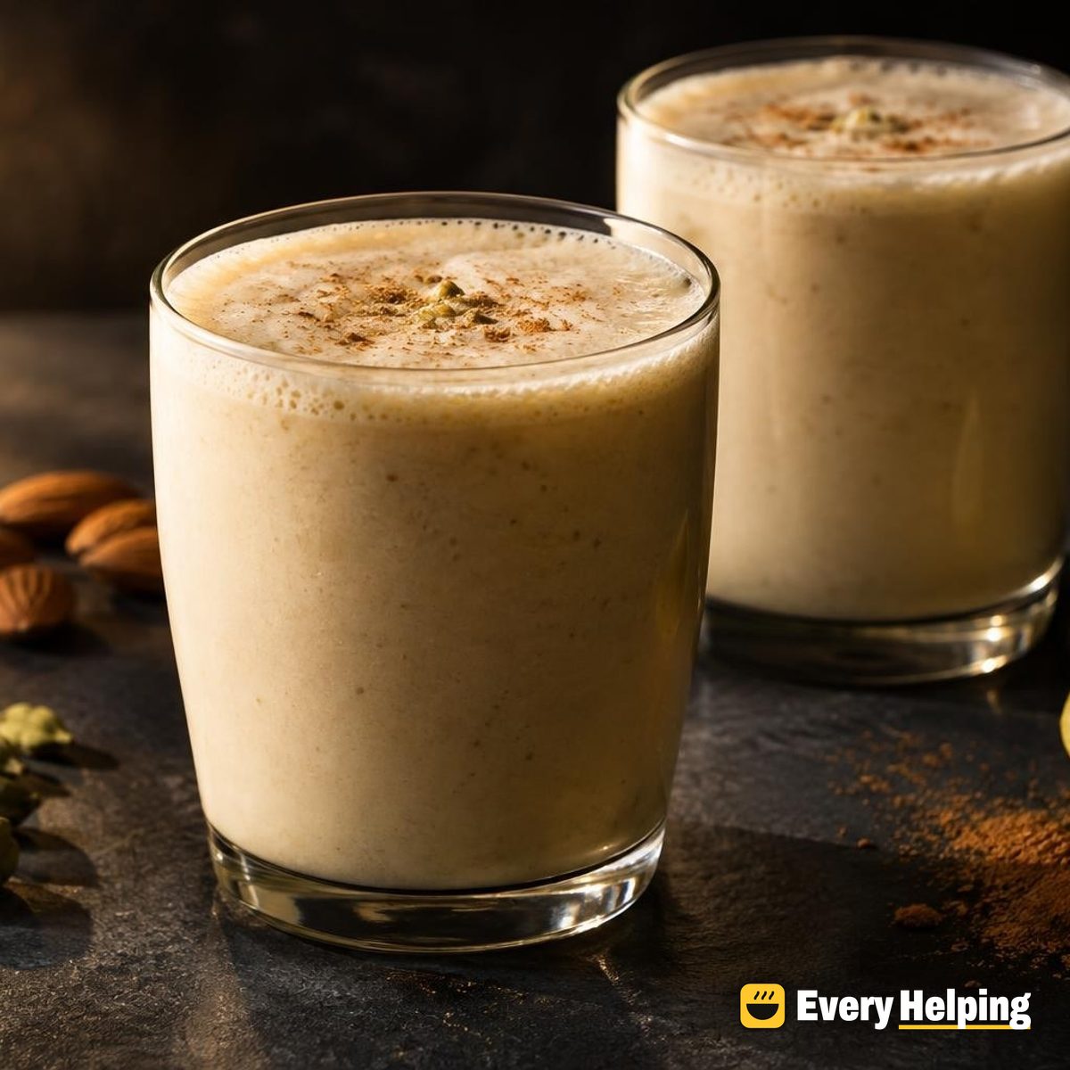 Frothy Almond Butter Cardamom Lassi