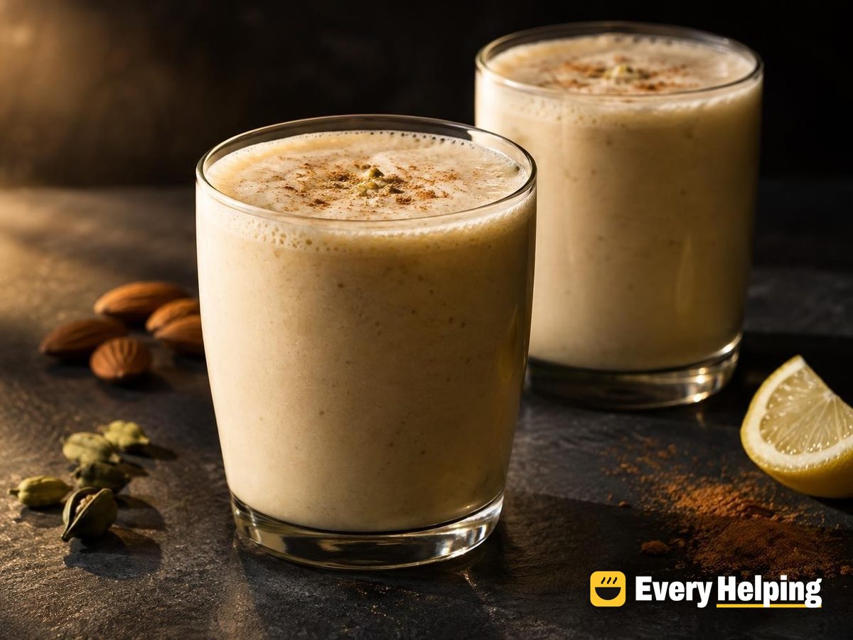 Frothy Almond Butter Cardamom Lassi