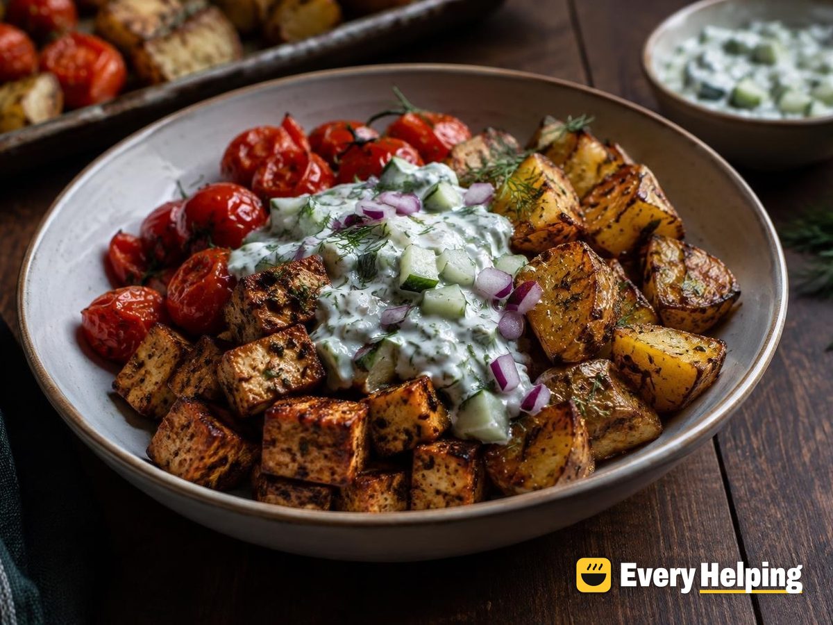 Smoky Oregano Tofu Bowls with Tzatziki