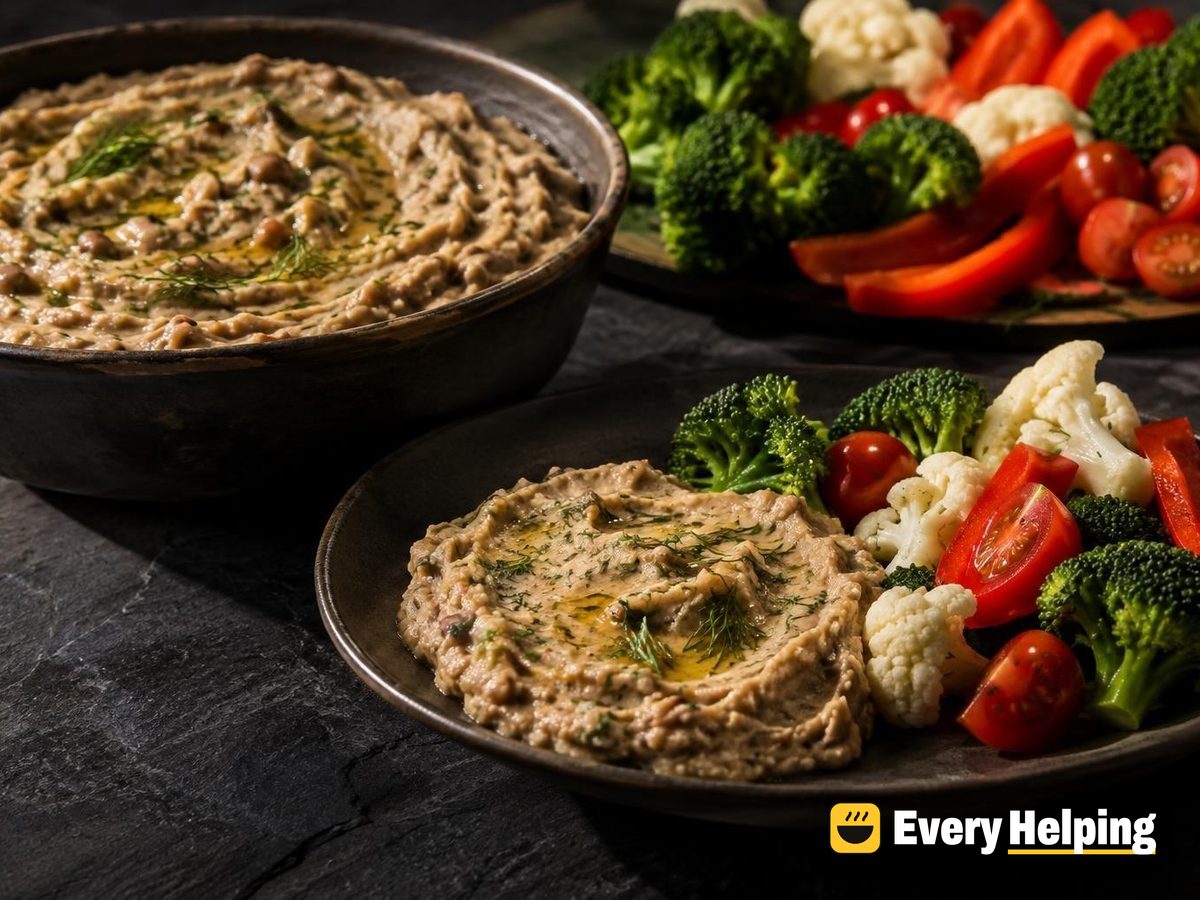 Garlic Dill Black-Eyed Pea Hummus with Veggies