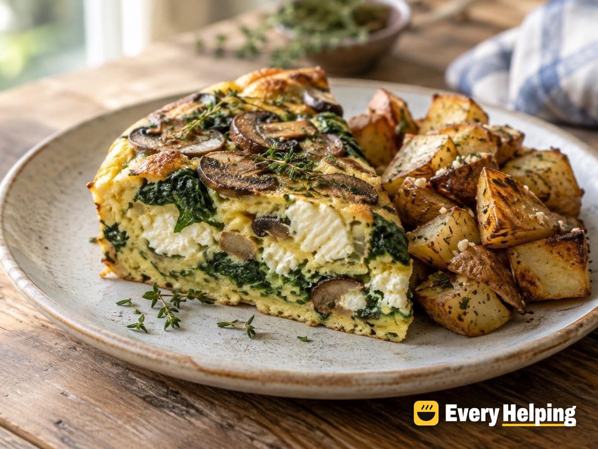 Ricotta-Thyme Mushroom Frittata with Garlic Potatoes