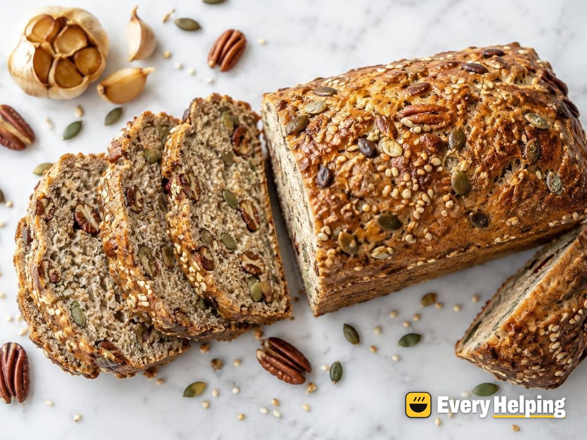 Roasted Garlic Pecan Seeded Spelt Loaf