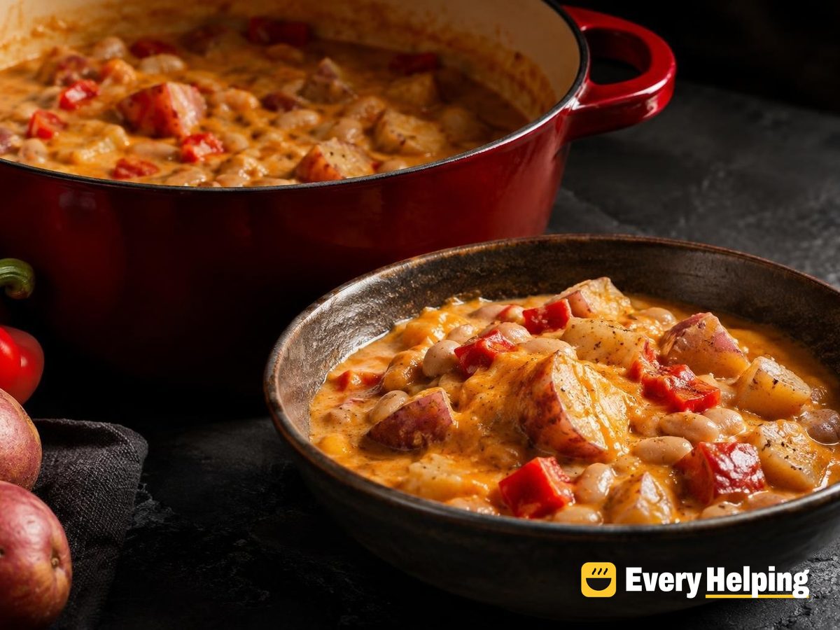 Roasted Red Pepper Cheddar Potato Stew