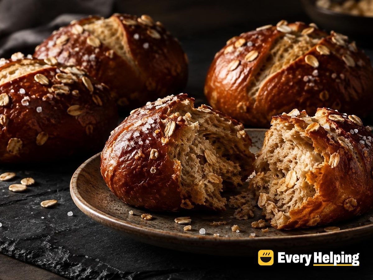 Whole Wheat Oat Pretzel Rolls