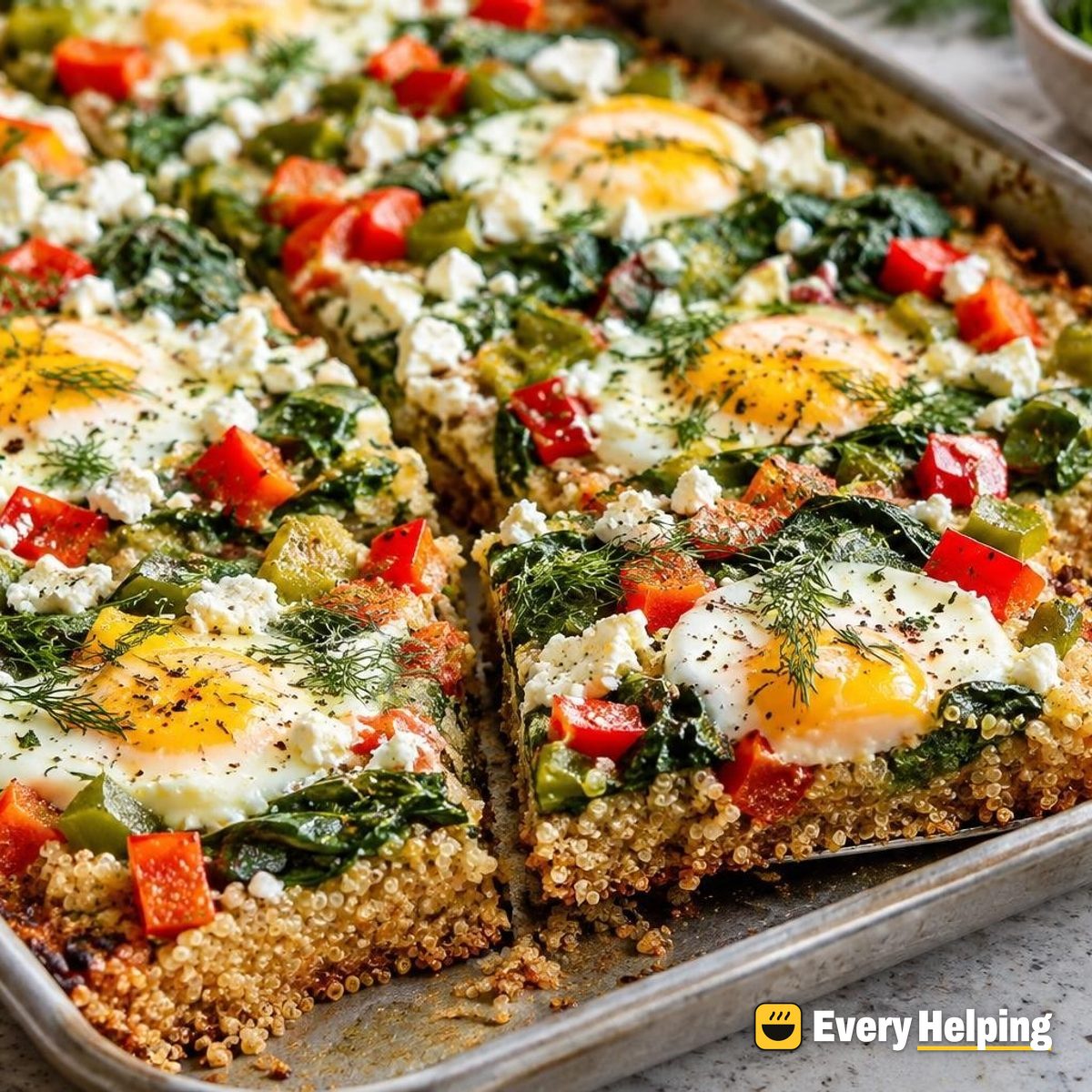 Sheet-Pan Feta Egg Bake with Quinoa Crust