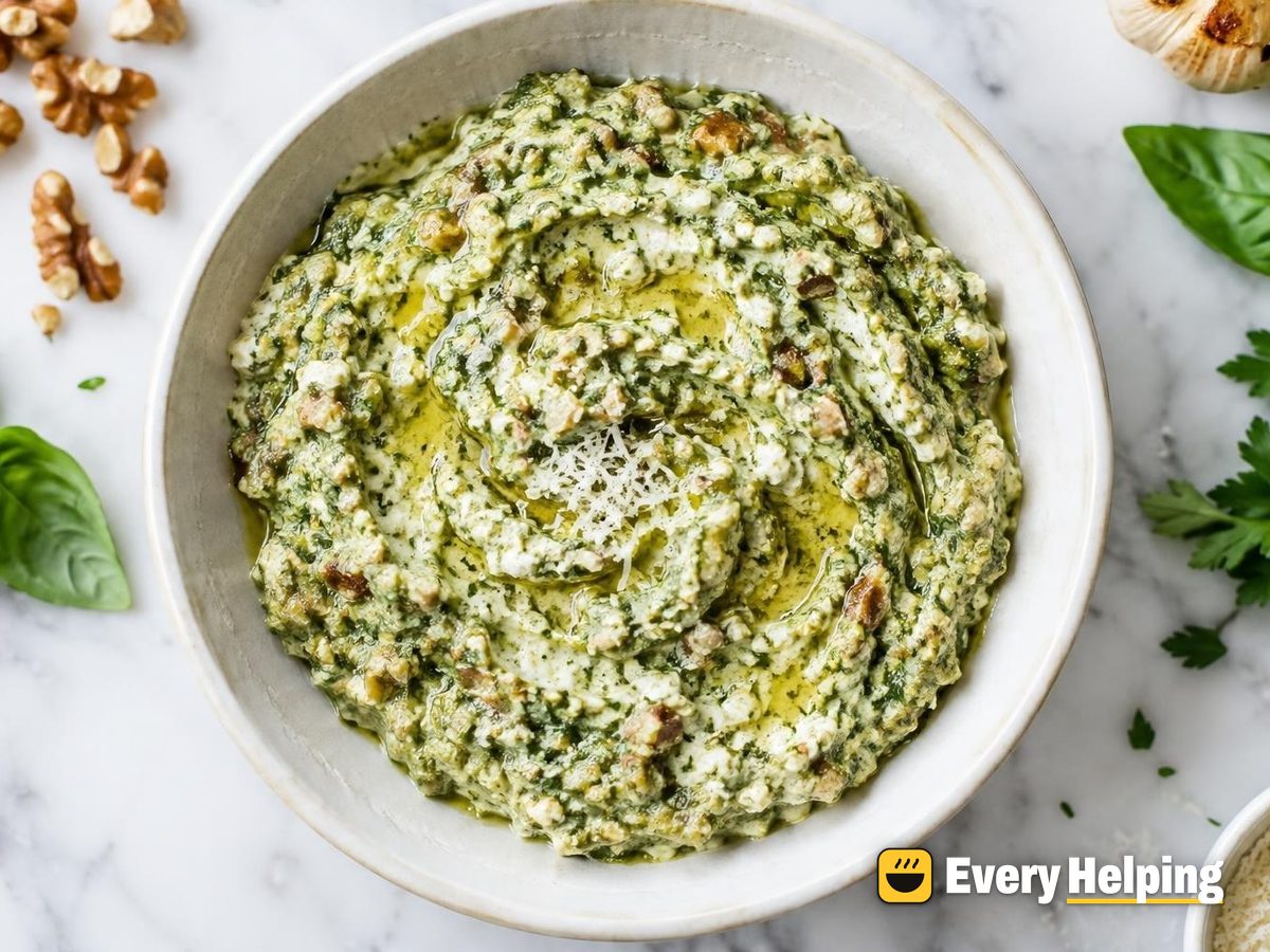 Roasted Garlic Walnut Ricotta Pesto