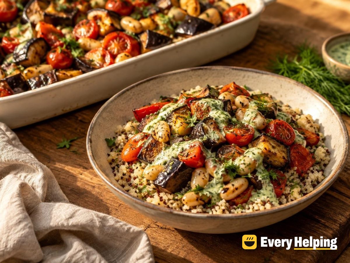 Roasted Eggplant and White Bean Quinoa Bowls